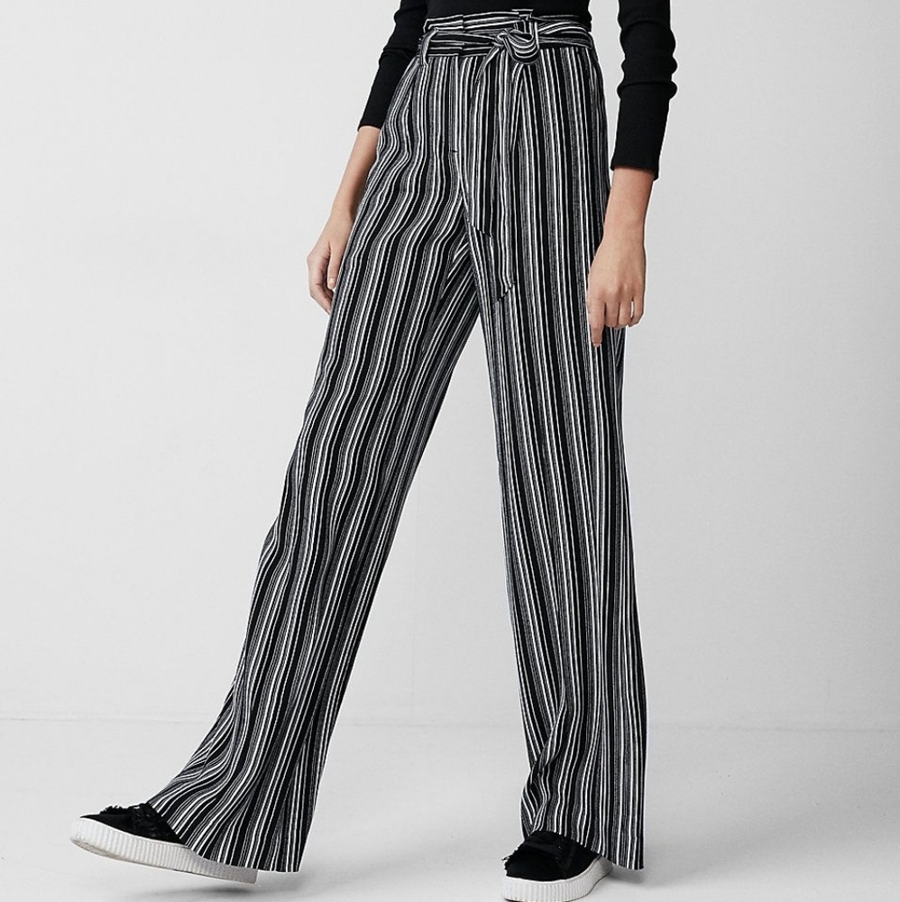 Wide Leg High Rise Slacks Size 2, Tie Belt NWT Express